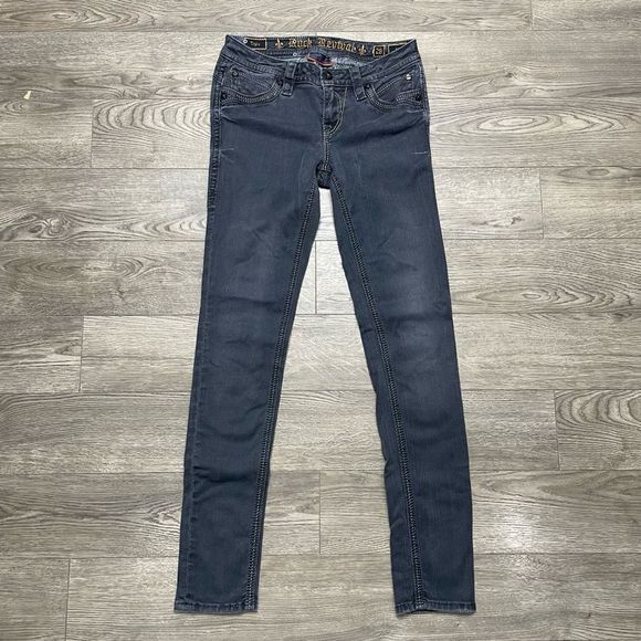 Rock Revival Jeans Womens Size 26 Teyla Skinny Low Rise Grey Denim - Picture 1 of 14
